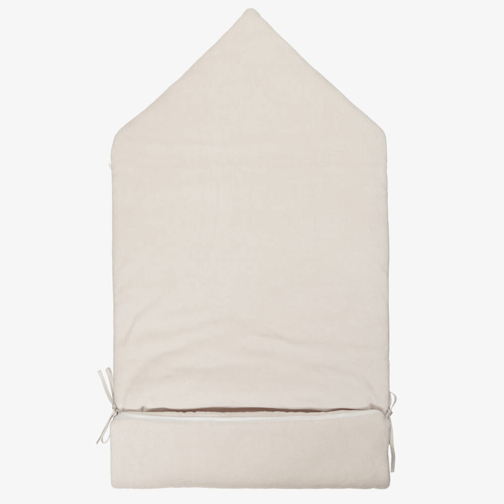 Pureté Du... Bébé-Beige Velour Padded Baby Nest (90cm) | Childrensalon Outlet