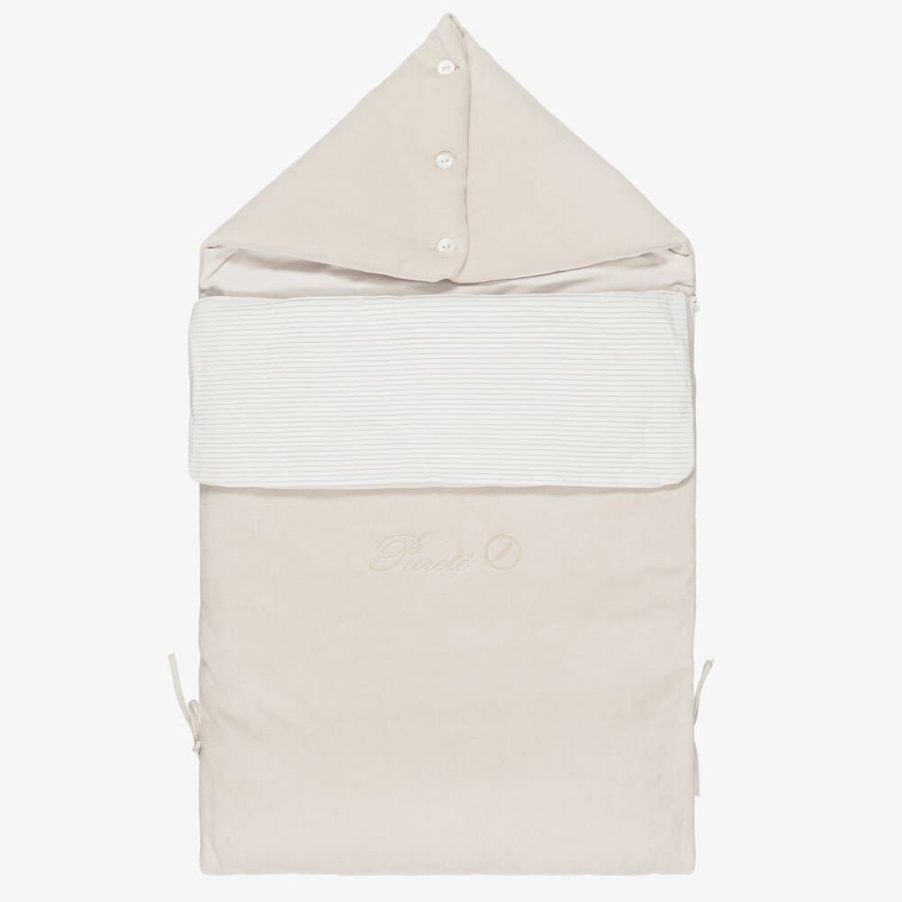 Pureté Du... Bébé-Beige Velour Padded Baby Nest (90cm) | Childrensalon Outlet