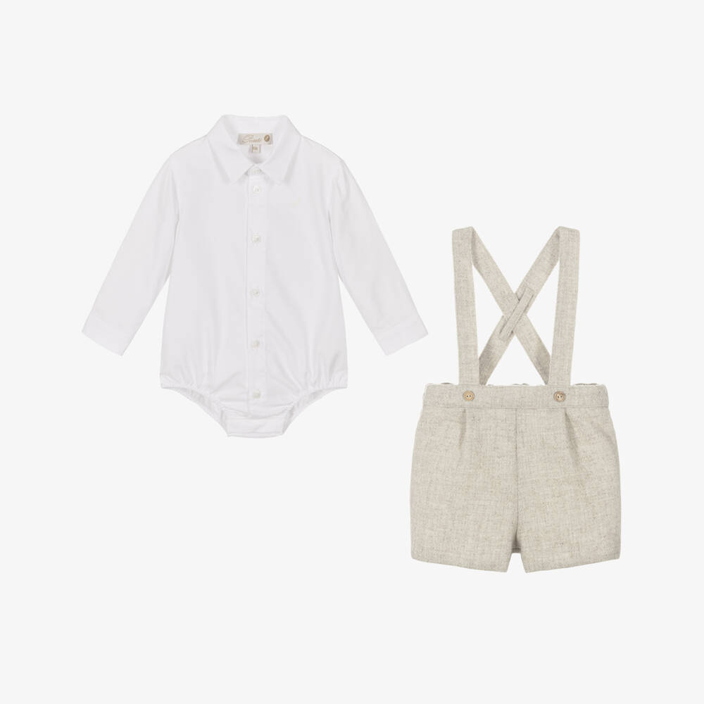 Pureté Du... Bébé-Beige Wool Blend Short & Bodyvest Set | Childrensalon Outlet