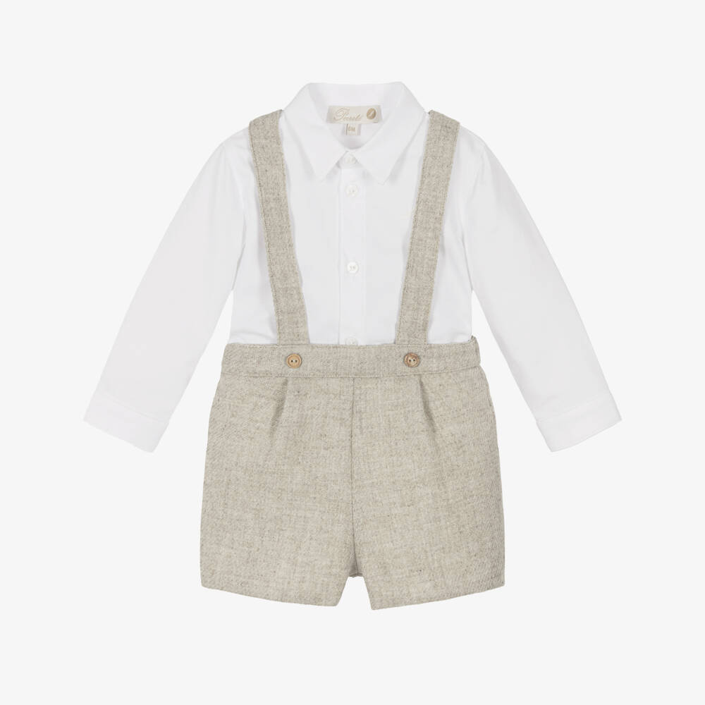 Pureté Du... Bébé-Beige Wool Blend Short & Bodyvest Set | Childrensalon Outlet