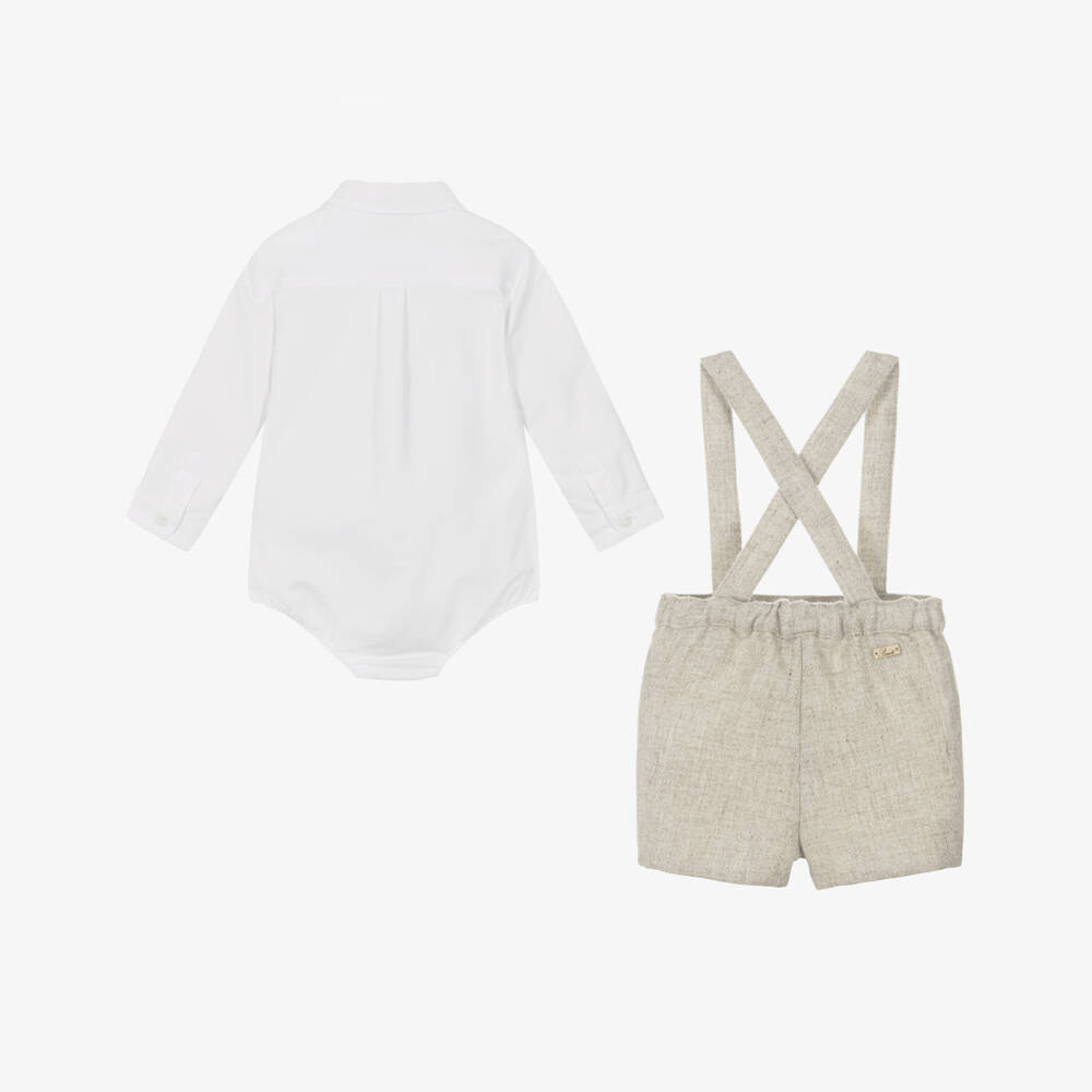 Pureté Du... Bébé-Beige Wool Blend Short & Bodyvest Set | Childrensalon Outlet