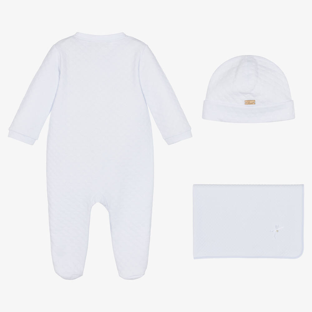 Pureté Du... Bébé-طقم أفرول قطن قطيفة لون أزرق للأطفال | Childrensalon Outlet