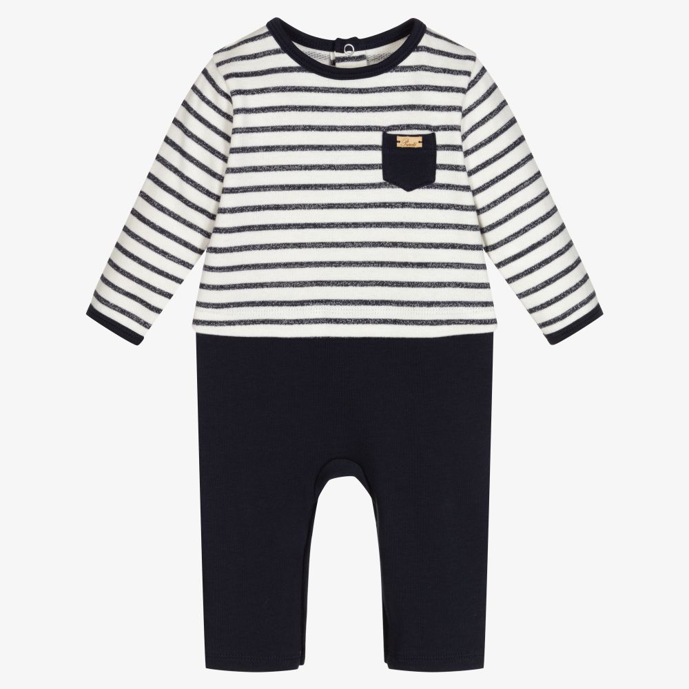 Pureté Du... Bébé - Blue & Ivory Striped Babysuit | Childrensalon