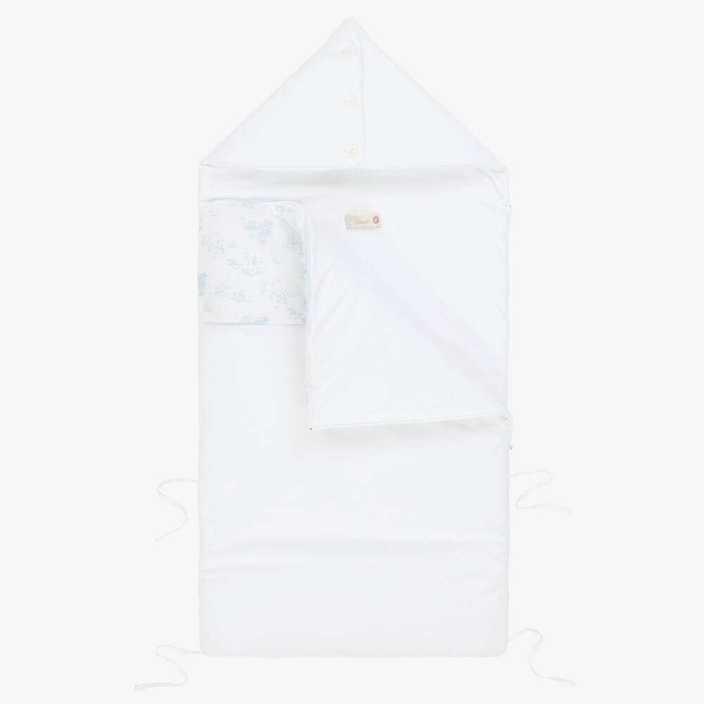 Pureté Du... Bébé-Boys Azure & Ivory Toile Cotton Nest | Childrensalon Outlet