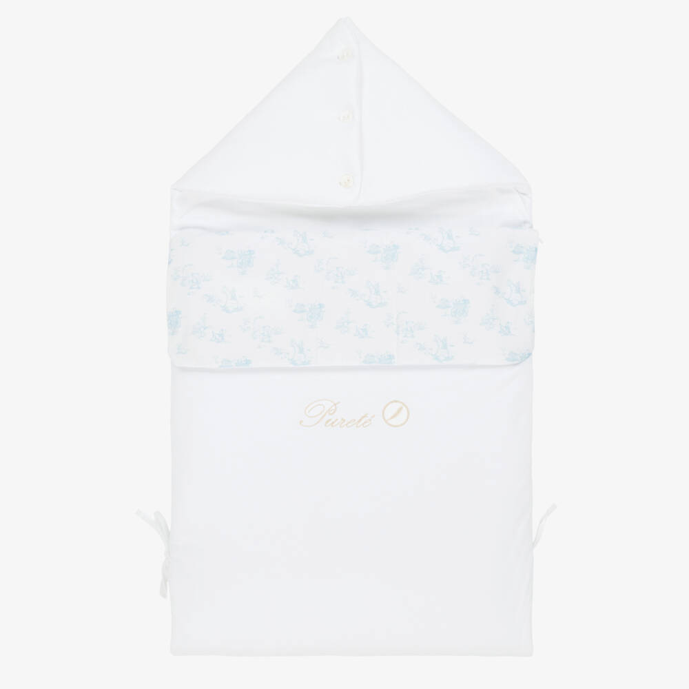 Pureté Du... Bébé-Boys Azure & Ivory Toile Cotton Nest | Childrensalon Outlet