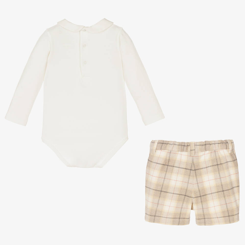 Pureté Du... Bébé-Boys Beige Cotton Shorts Set | Childrensalon Outlet