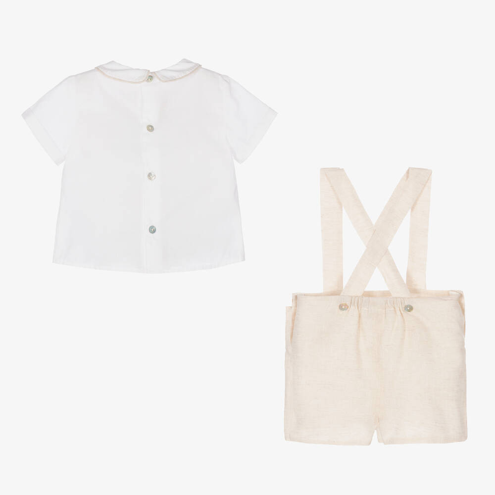 Pureté Du... Bébé-Boys Beige & Ivory Linen Shorts Set | Childrensalon Outlet