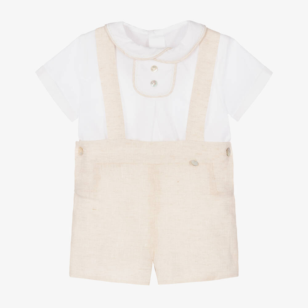 Pureté Du... Bébé - Кремовая рубашка и бежевые шорты из льна | Childrensalon