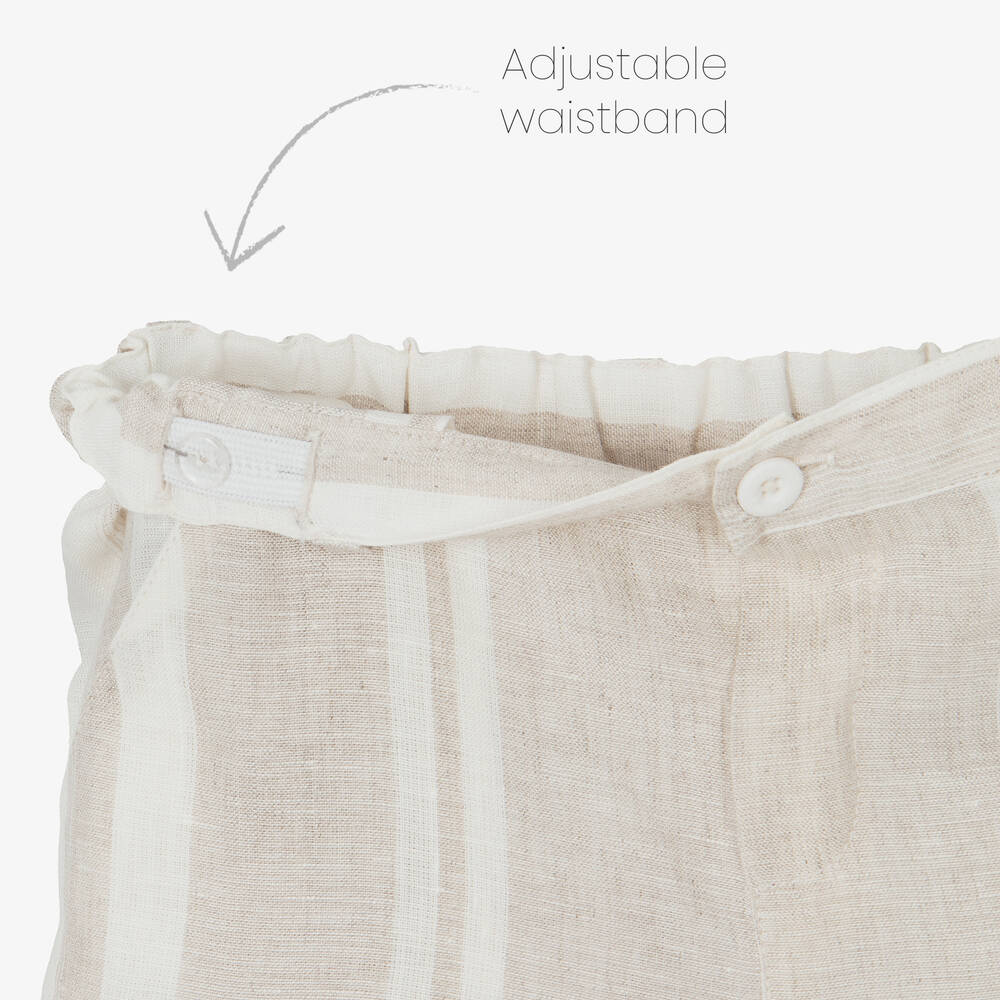 Pureté Du... Bébé-Boys Beige & Ivory Striped Shorts Set | Childrensalon Outlet