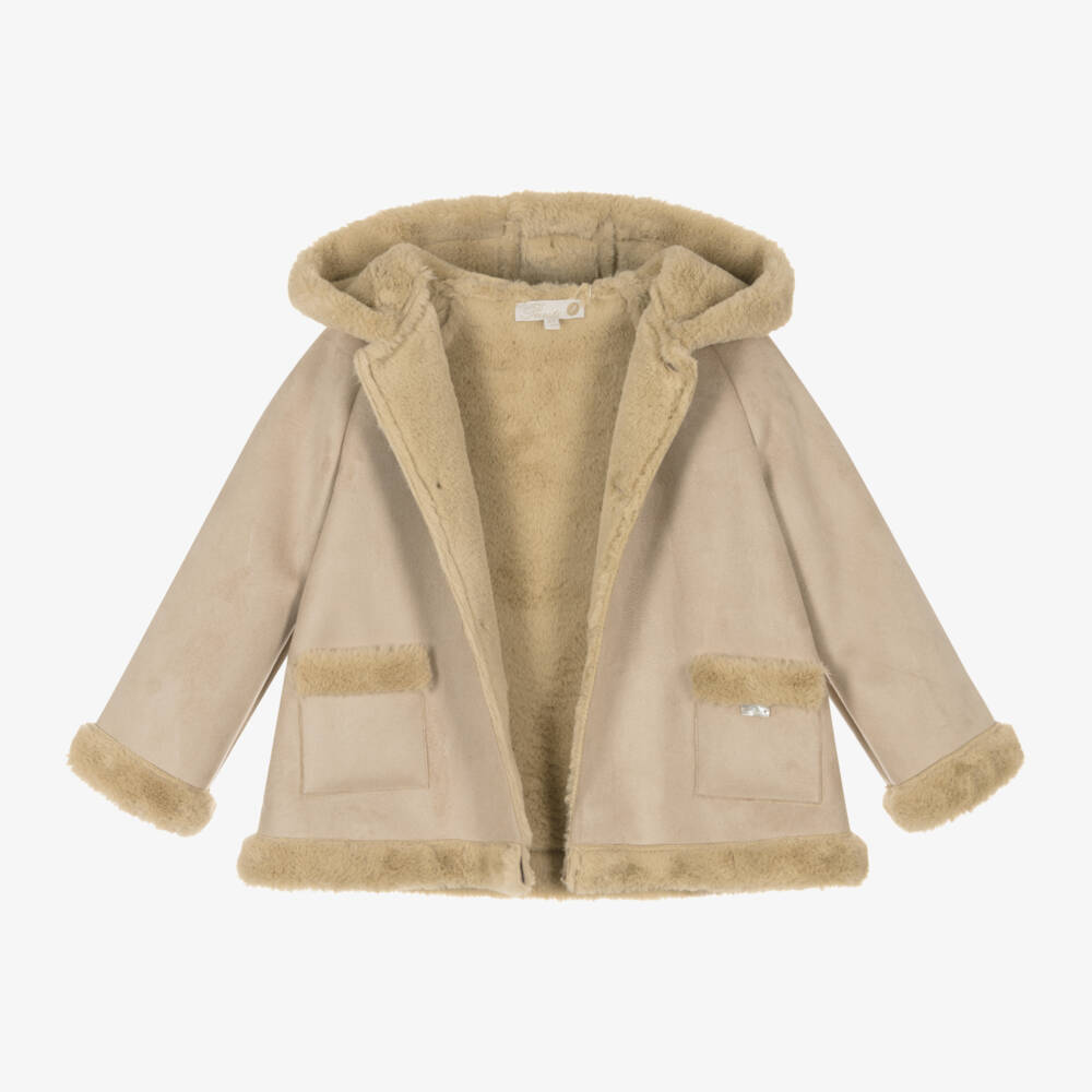 Pureté Du... Bébé-Boys Beige Suede Hooded Coat | Childrensalon Outlet