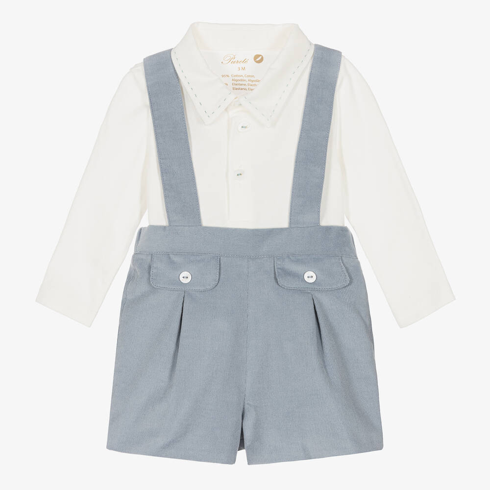 Pureté Du... Bébé - Boys Blue Corduroy Shorts Set | Childrensalon