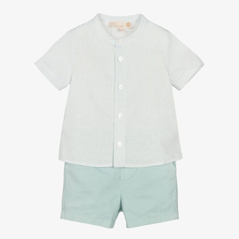 Pureté Du... Bébé - Голубая рубашка и зеленые шорты | Childrensalon