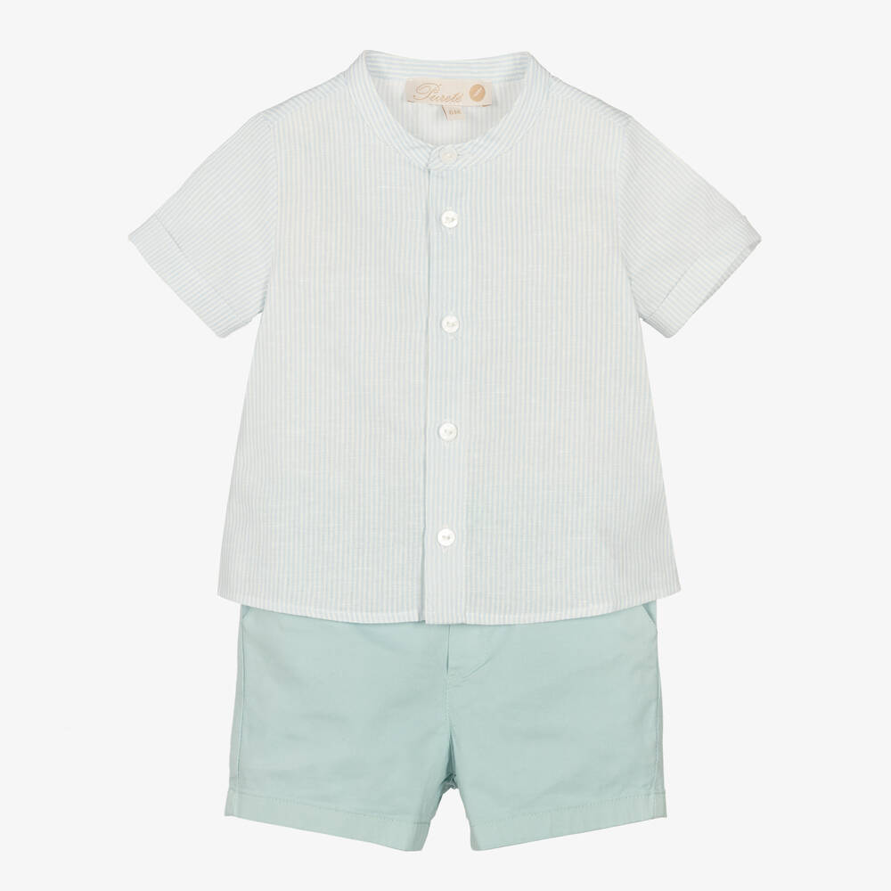 Pureté Du... Bébé - Boys Blue Shirt & Green Shorts Set | Childrensalon