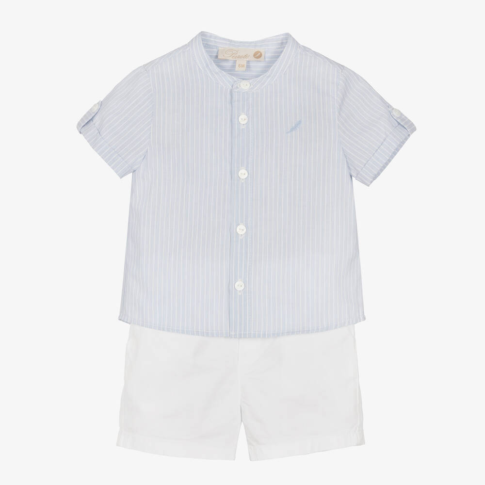 Pureté Du... Bébé - Chemise bleue et short blanc garçon | Childrensalon