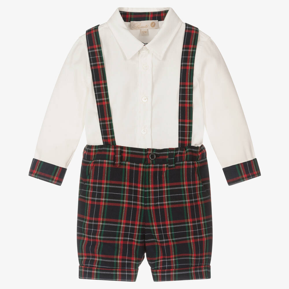 Pureté Du... Bébé - Boys Blue Tartan Shorts Set | Childrensalon