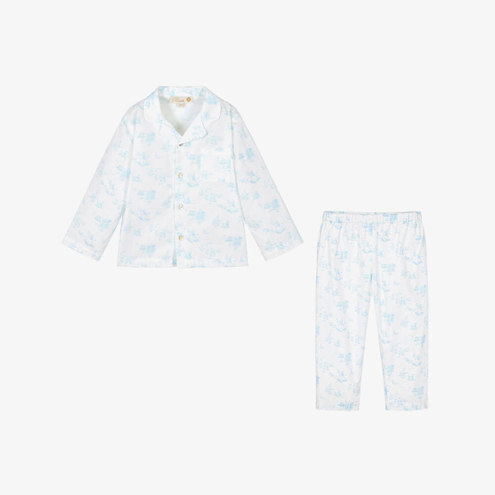 Pureté Du... Bébé-Boys Blue Toile de Jouy Pyjamas | Childrensalon Outlet