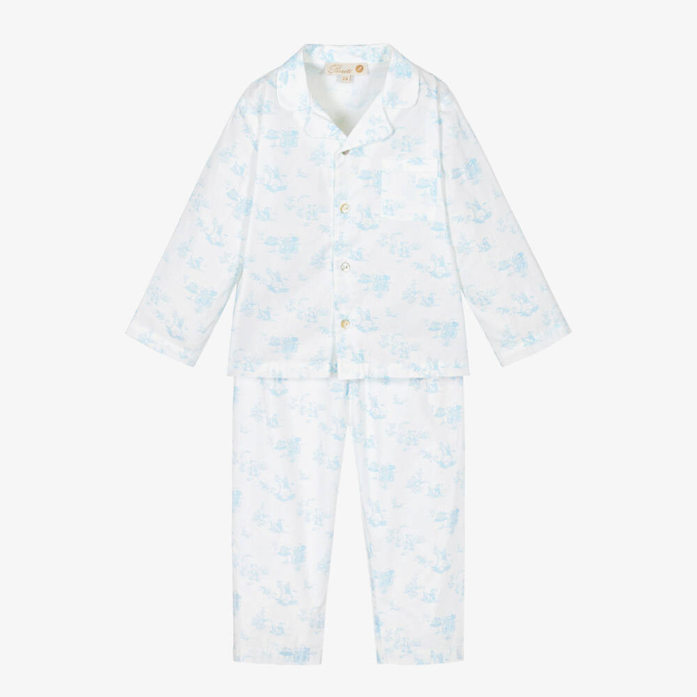 Pureté Du... Bébé-Boys Blue Toile de Jouy Pyjamas | Childrensalon Outlet