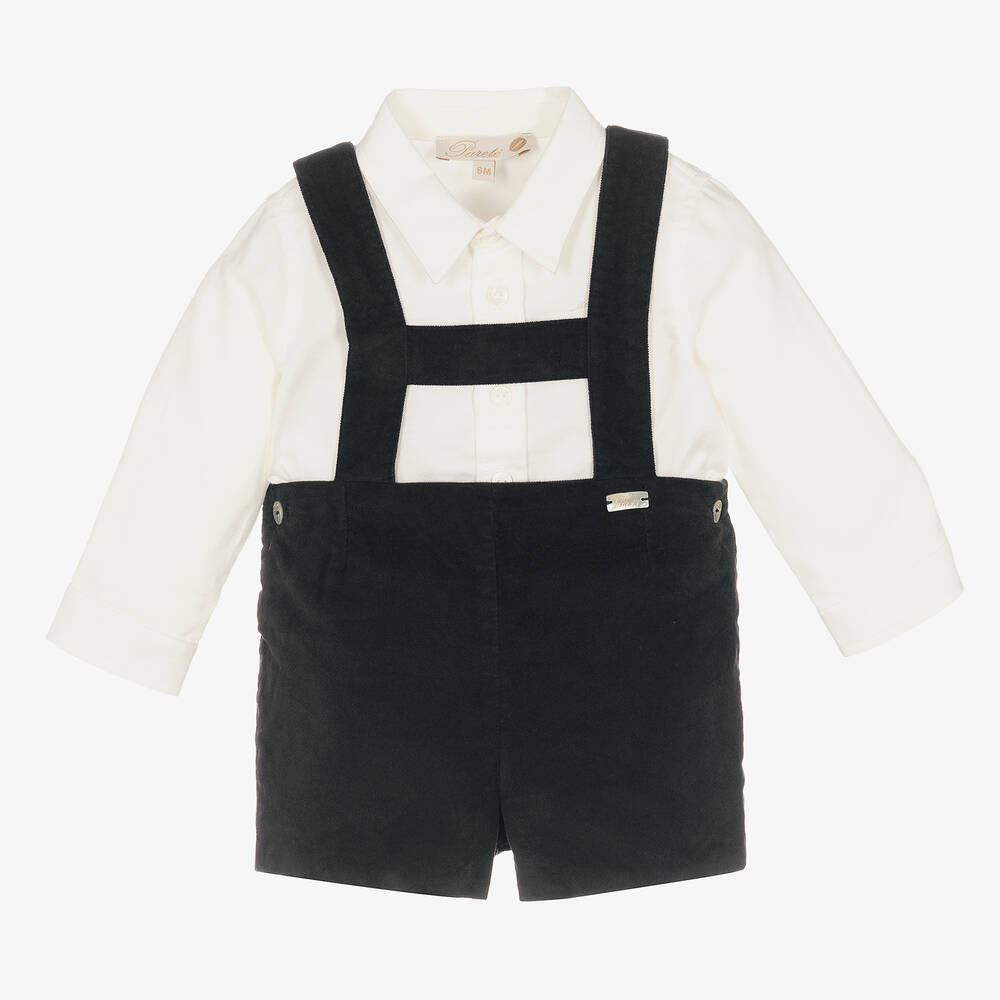 Pureté Du... Bébé-طقم شورت أطفال ولادي قطن تويل ومخمل لون كحلي | Childrensalon Outlet
