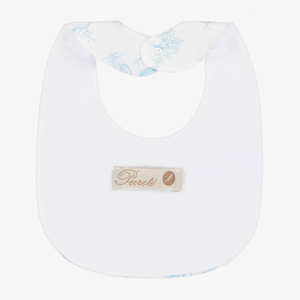 Pureté Du... Bébé-Boys Blue & White Jouy Cotton Bib | Childrensalon Outlet