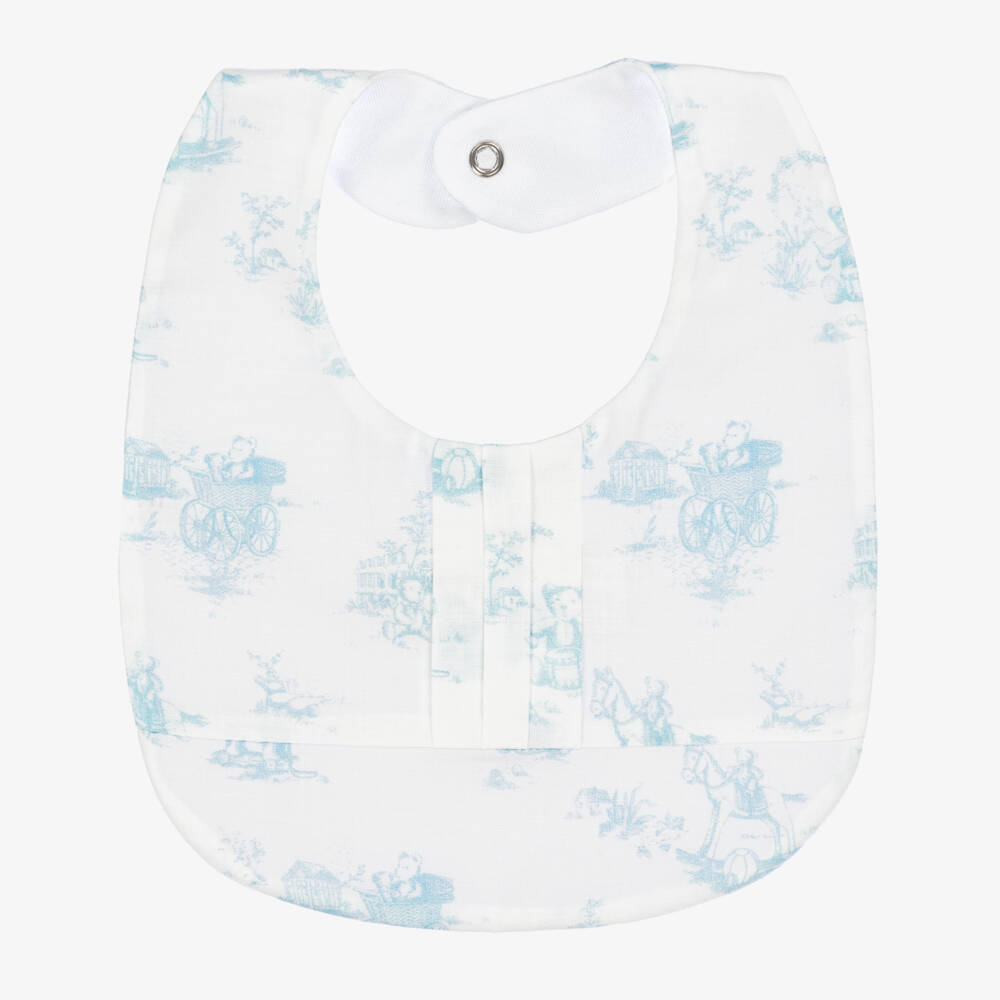 Pureté Du... Bébé-Boys Blue & White Jouy Cotton Bib | Childrensalon Outlet