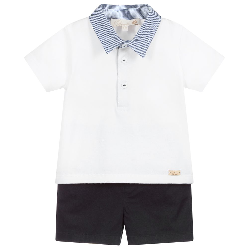 Pureté Du... Bébé-Белый топ с синими шортами для мальчиков | Childrensalon Outlet