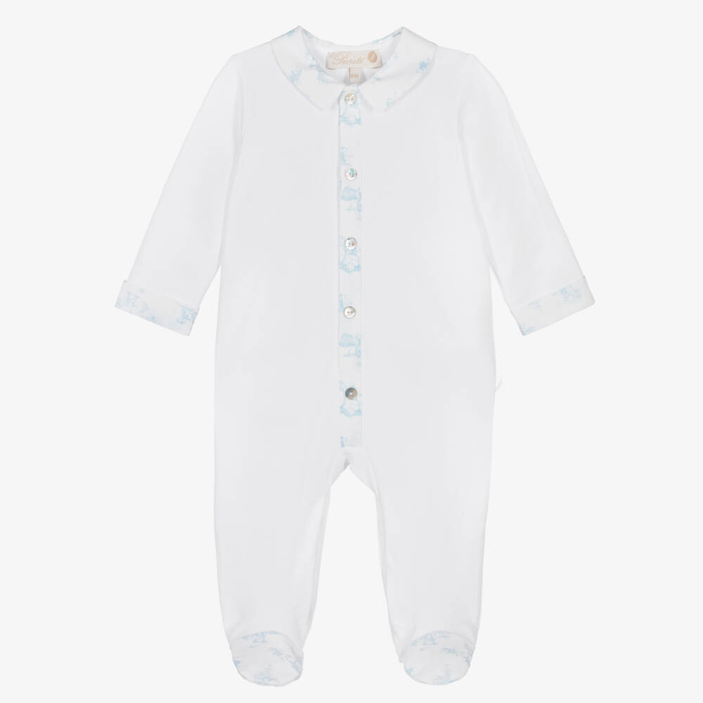 Pureté Du... Bébé-Boys Blue & White Toile Baby Outfit | Childrensalon Outlet