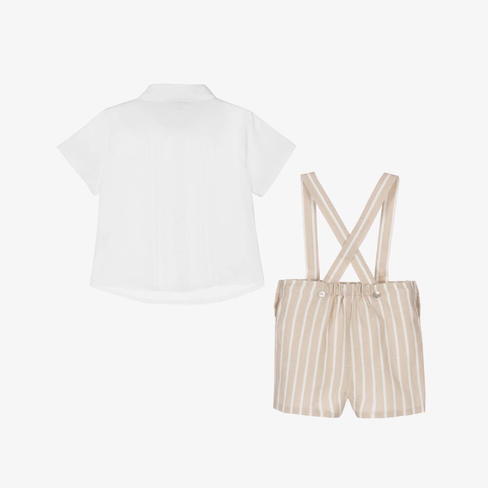 Pureté Du... Bébé-Boys Cream Stripe Ensemble | Childrensalon Outlet
