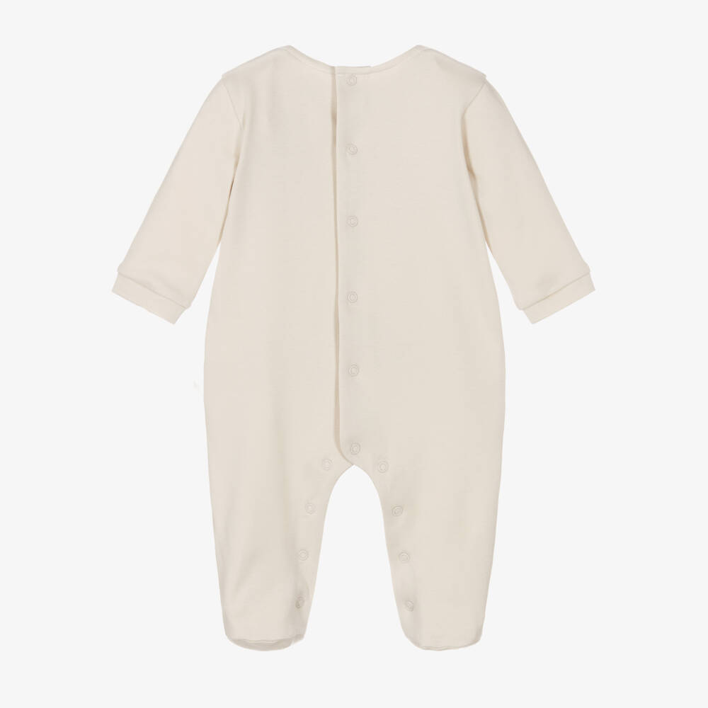 Pureté Du... Bébé-Boys Delicate Beige Pintuck Babygrow | Childrensalon Outlet