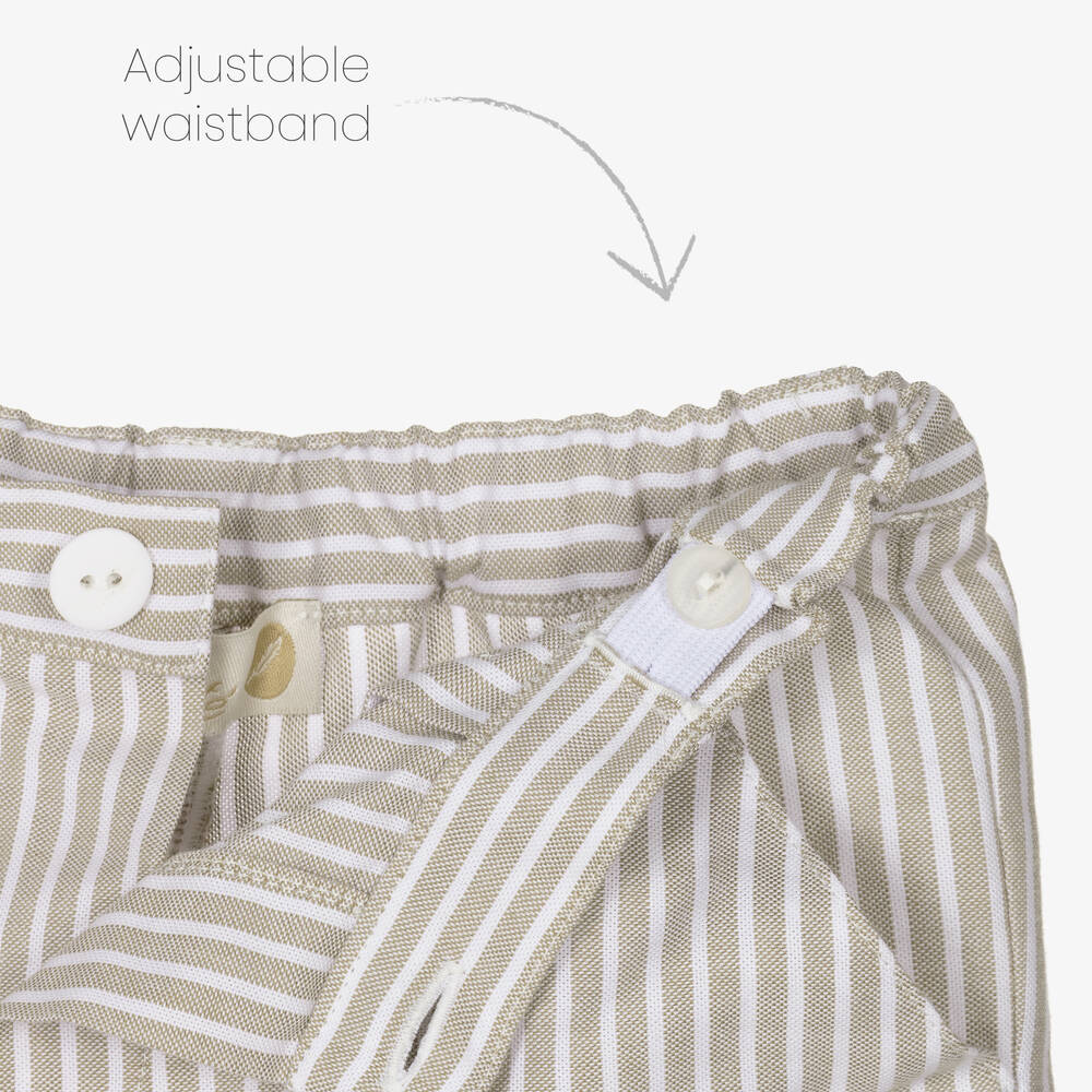 Pureté Du... Bébé-Кремовая рубашка и бежевые шорты в полоску | Childrensalon Outlet