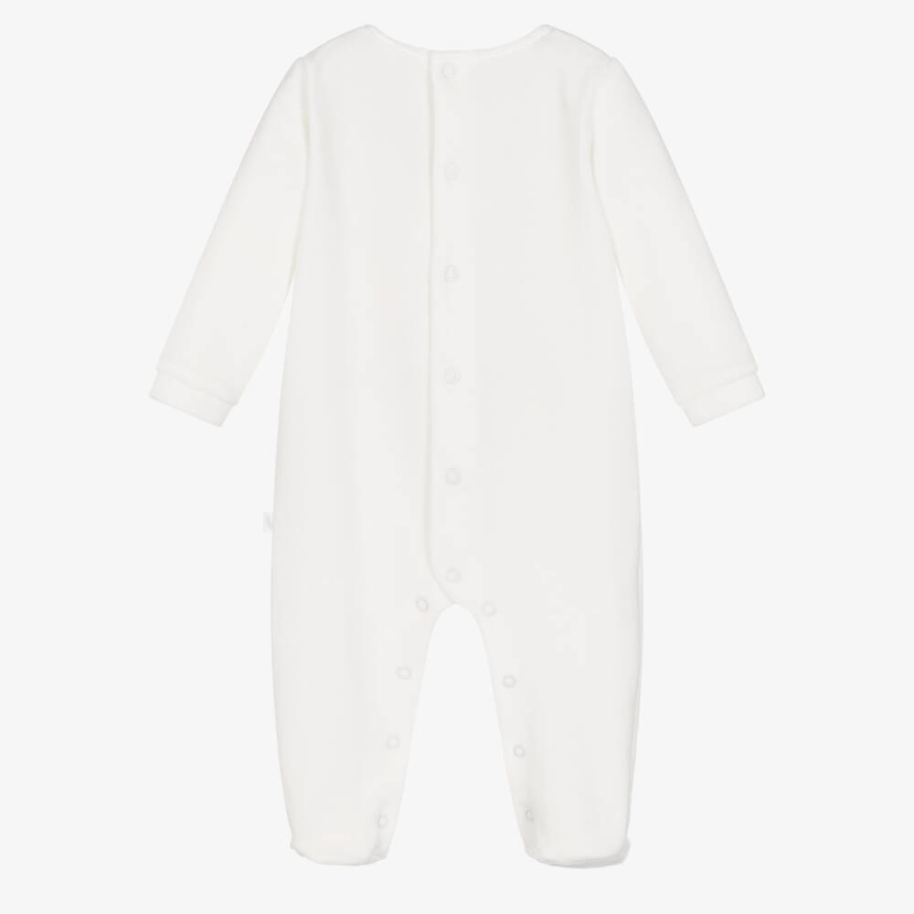 Pureté Du... Bébé-Boys Ivory Check Velour Babygrow | Childrensalon Outlet