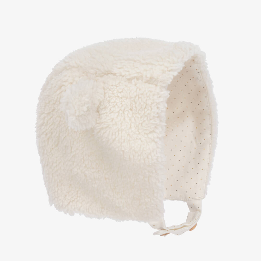 Pureté Du... Bébé-Boys Ivory Cozy Fleece Bonnet | Childrensalon Outlet
