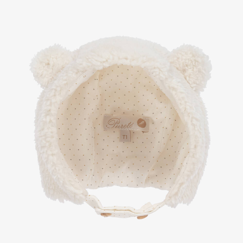 Pureté Du... Bébé-Boys Ivory Cozy Fleece Bonnet | Childrensalon Outlet