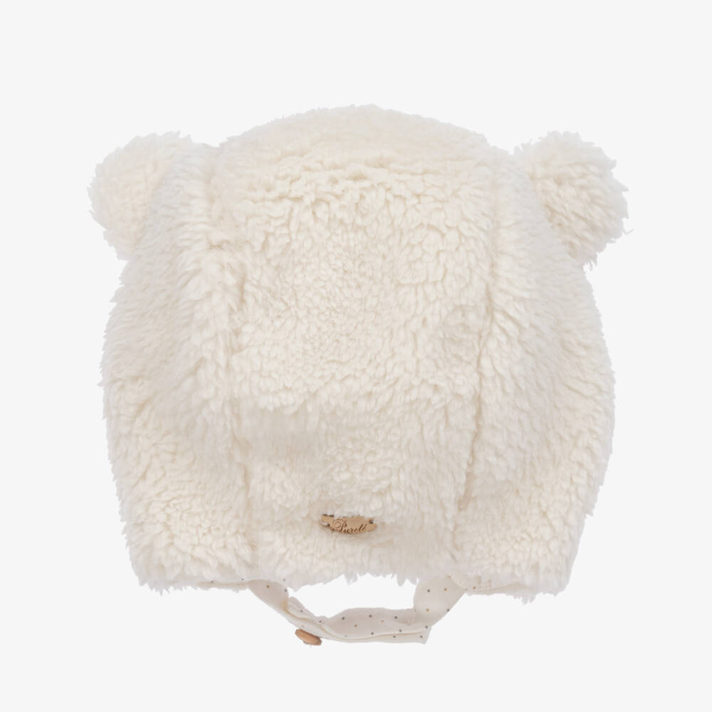Pureté Du... Bébé-Boys Ivory Cozy Fleece Bonnet | Childrensalon Outlet