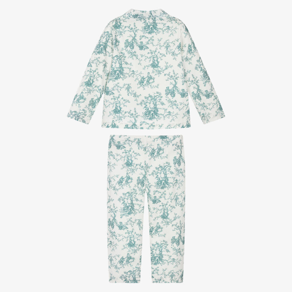Pureté Du... Bébé-Boys Ivory & Green Cotton Toile De Jouy Pyjamas | Childrensalon Outlet