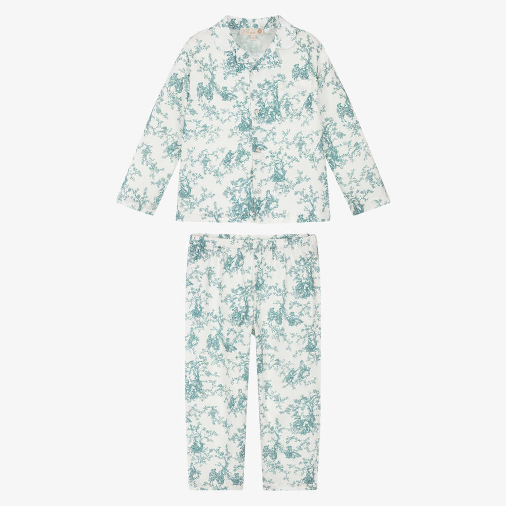 Pureté Du... Bébé-Boys Ivory & Green Cotton Toile De Jouy Pyjamas | Childrensalon Outlet