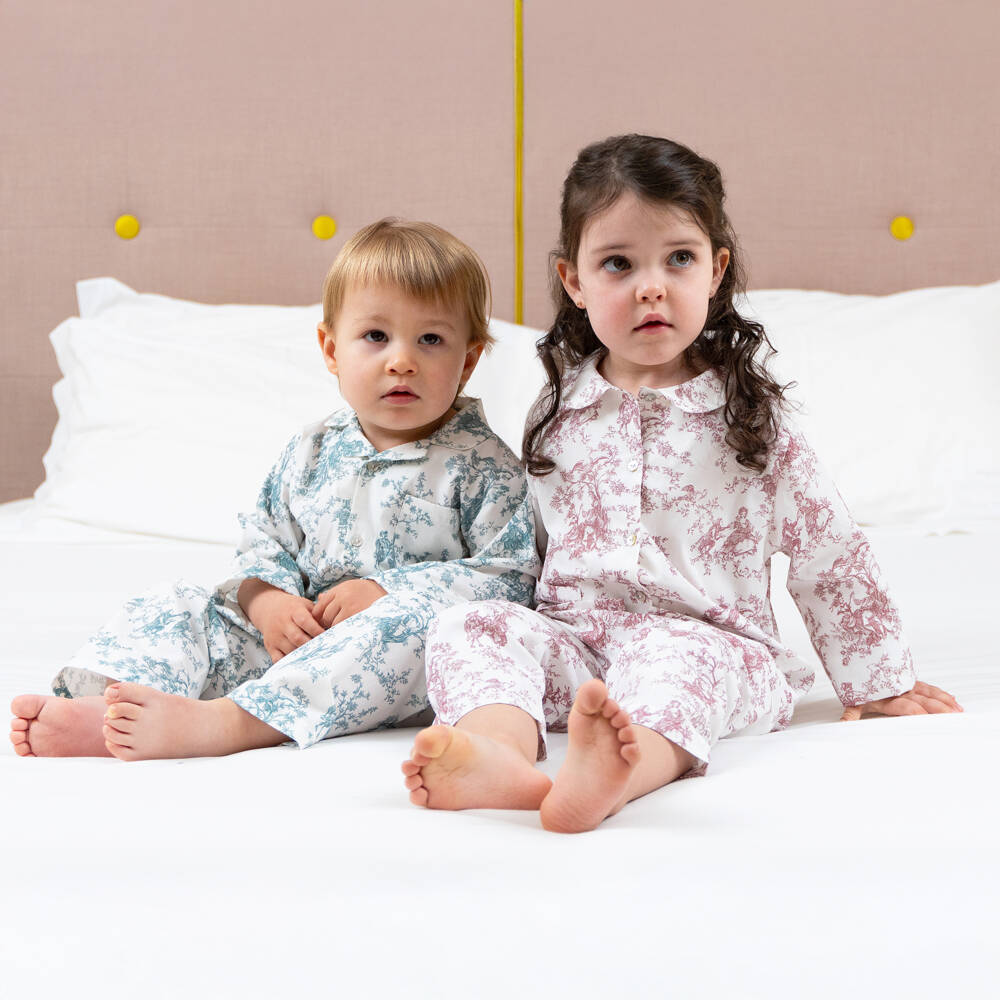 Pureté Du... Bébé-Boys Ivory & Green Cotton Toile De Jouy Pyjamas | Childrensalon Outlet