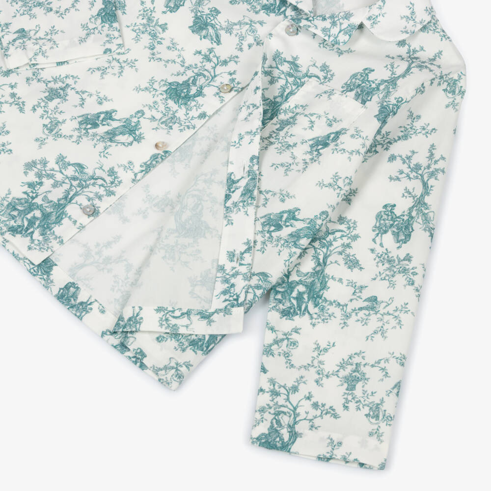 Pureté Du... Bébé-Boys Ivory Green Toile Pyjamas | Childrensalon Outlet