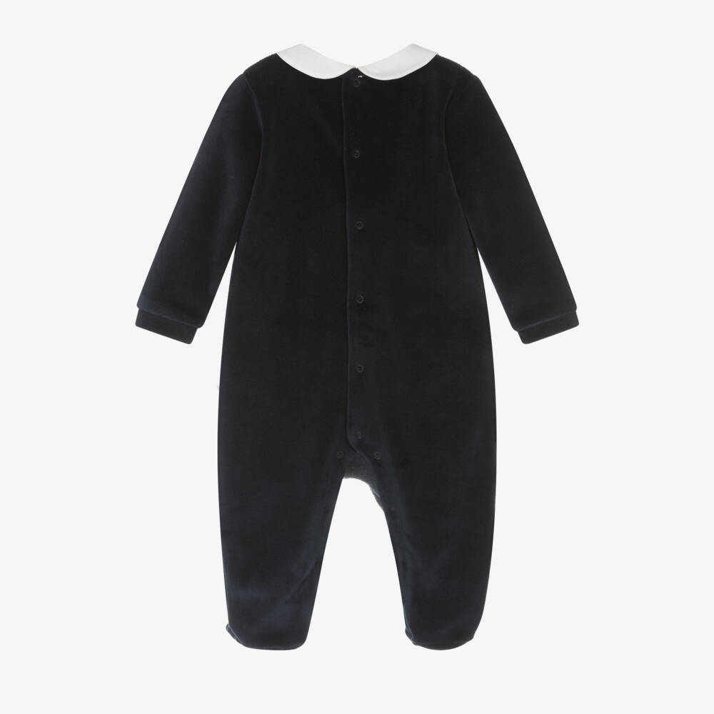 Pureté Du... Bébé-Boys Navy Velour Babysuit | Childrensalon Outlet