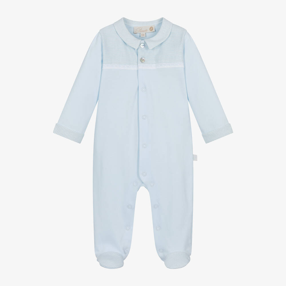 Pureté Du... Bébé-Boys Pale Blue Cotton Babygrow | Childrensalon Outlet