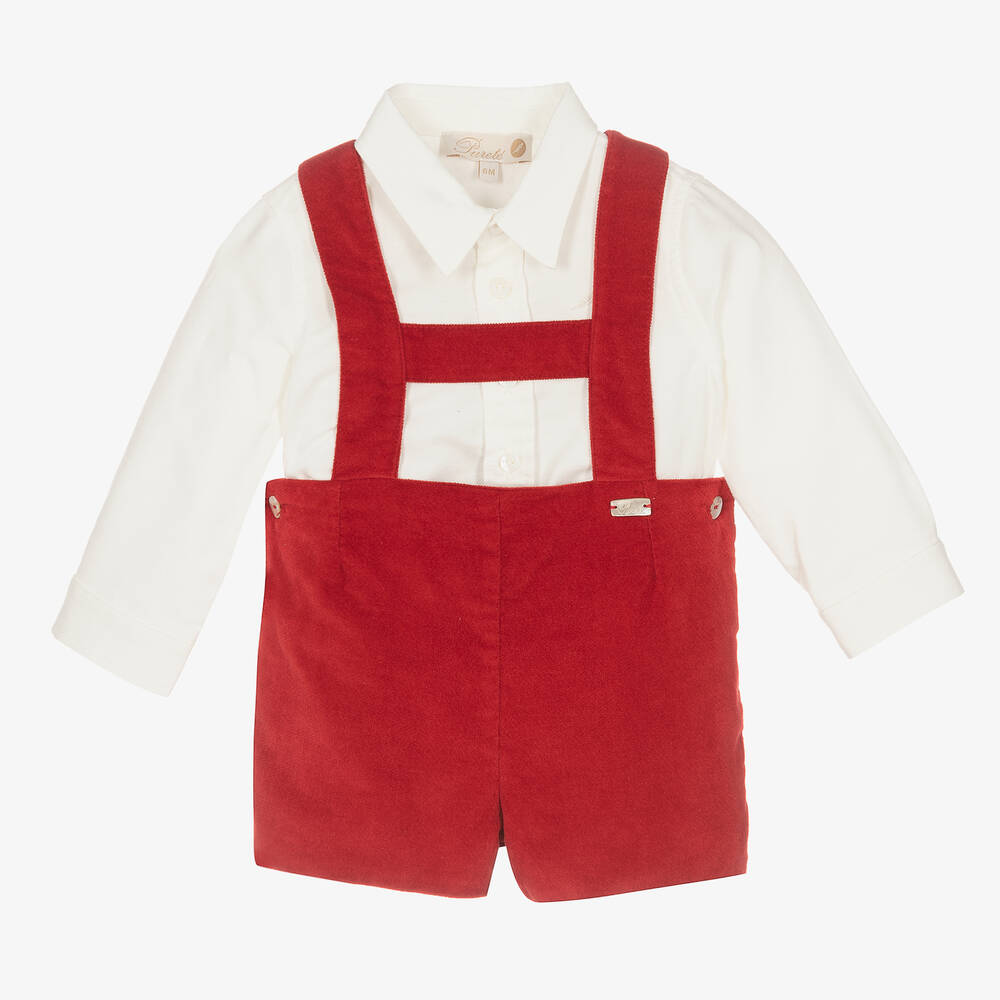 Pureté Du... Bébé - Рубашка и красные бархатные шорты для мальчиков | Childrensalon