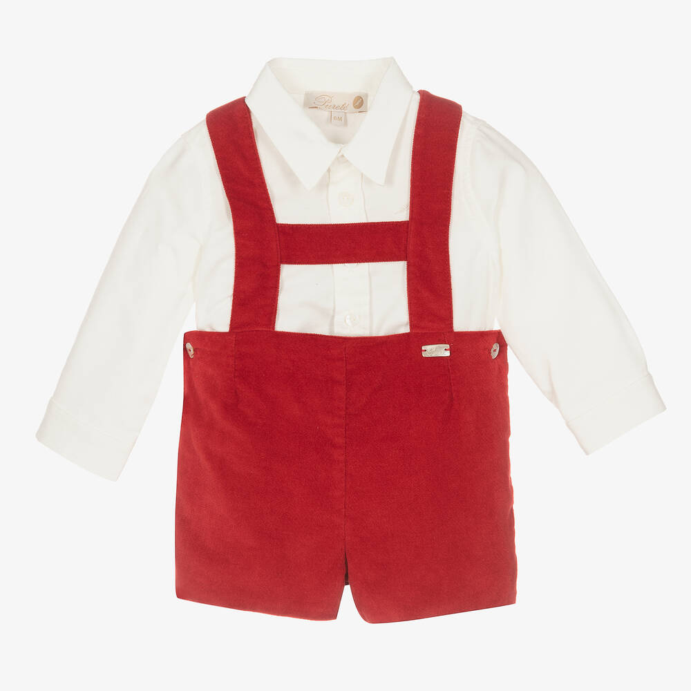 Pureté Du... Bébé - Ensemble short rouge en velours Garçon | Childrensalon