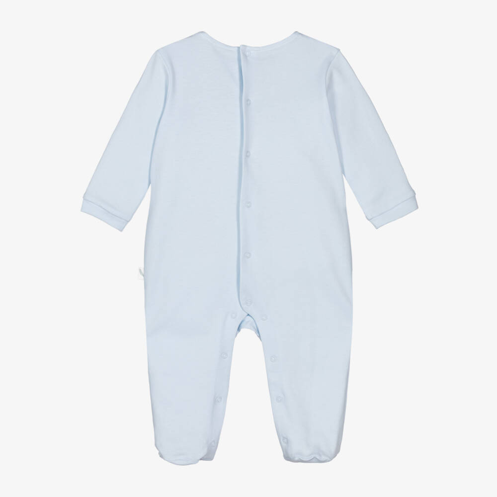 Pureté Du... Bébé-Boys' Sky-Hued Cotton Pintuck Babygrow | Childrensalon Outlet