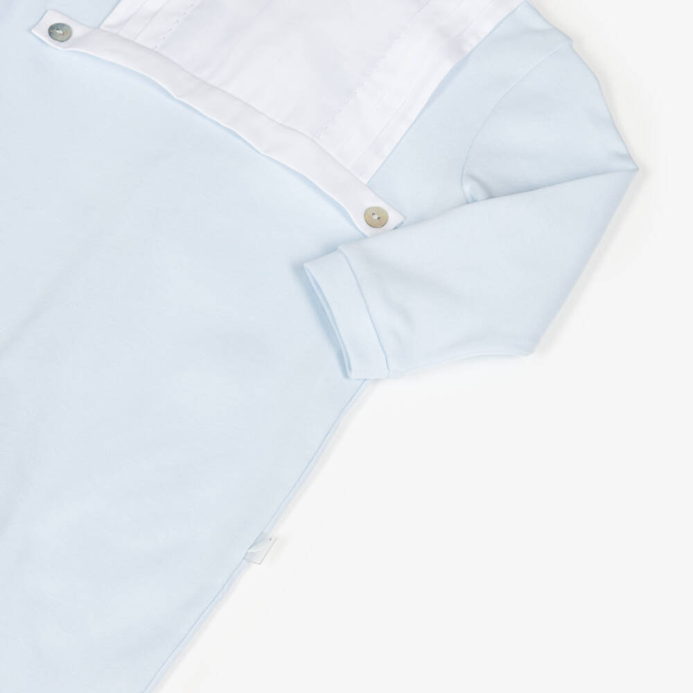Pureté Du... Bébé-Boys' Sky-Hued Cotton Pintuck Babygrow | Childrensalon Outlet