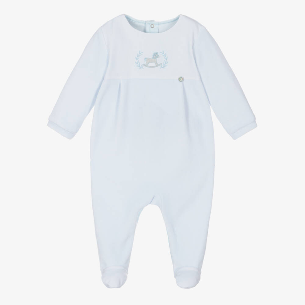 Pureté Du... Bébé-Boys Velour Blue Babygrow | Childrensalon Outlet