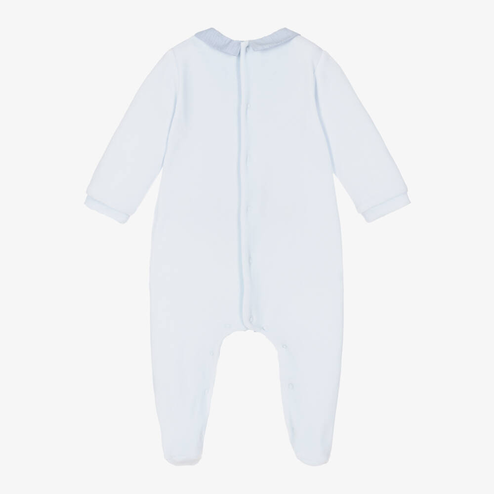Pureté Du... Bébé-Boys Velour Chambray Blue Babygrow | Childrensalon Outlet