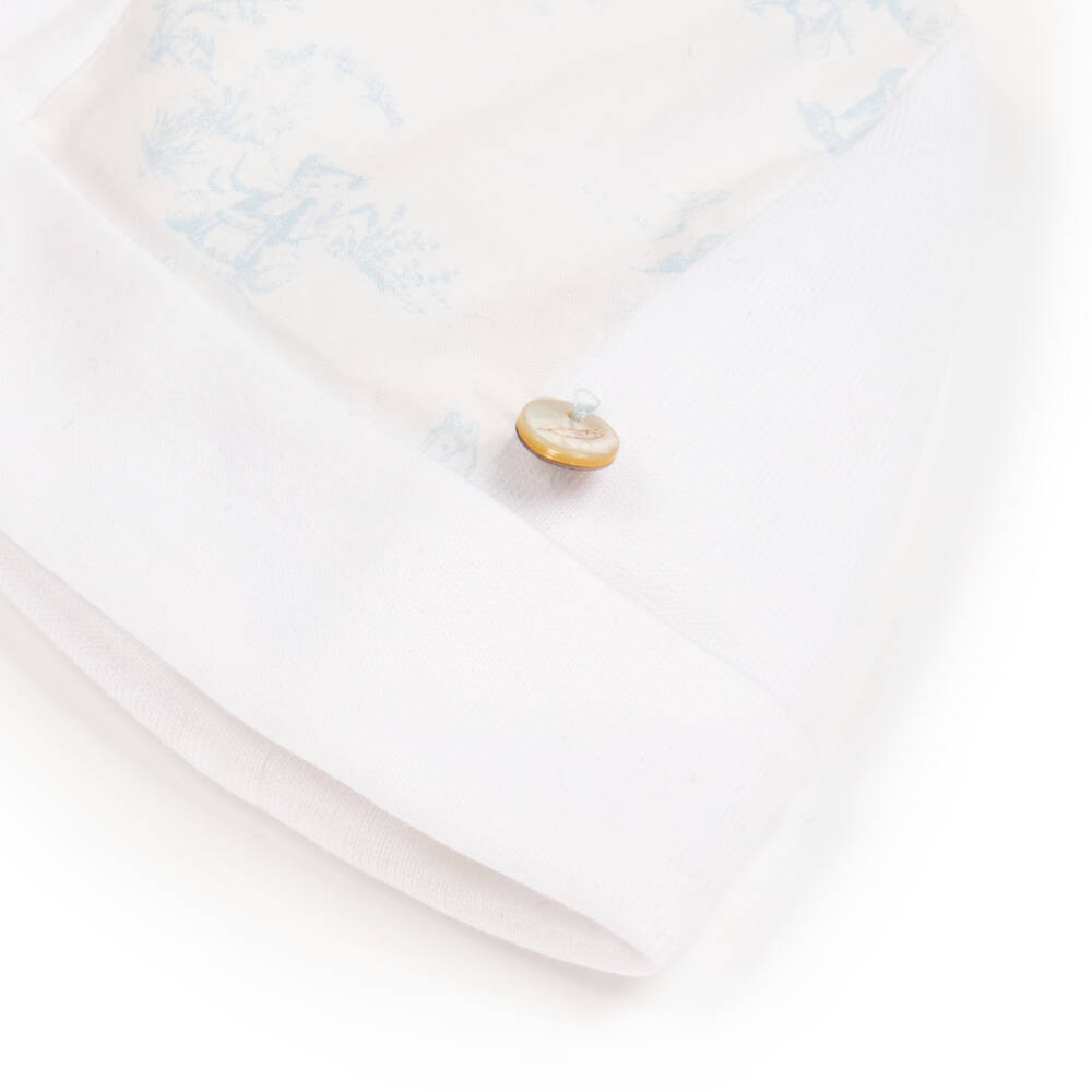 Pureté Du... Bébé-Boys White & Blue Toile Print Cap | Childrensalon Outlet