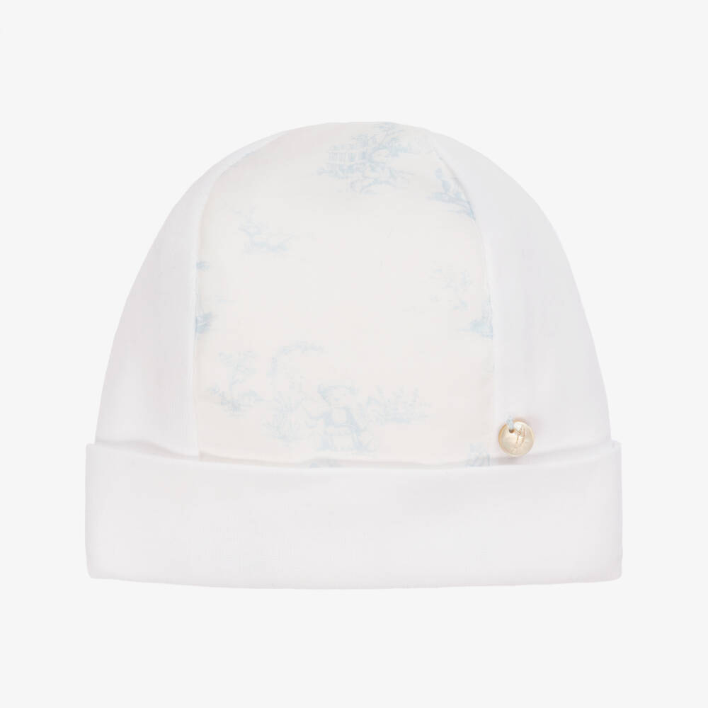 Pureté Du... Bébé-Boys White & Blue Toile Print Cap | Childrensalon Outlet