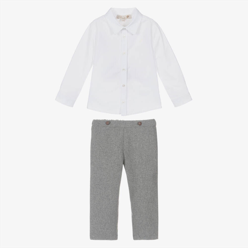 Pureté Du... Bébé-بنطلون رمادي وقميص أبيض للأولاد | Childrensalon Outlet