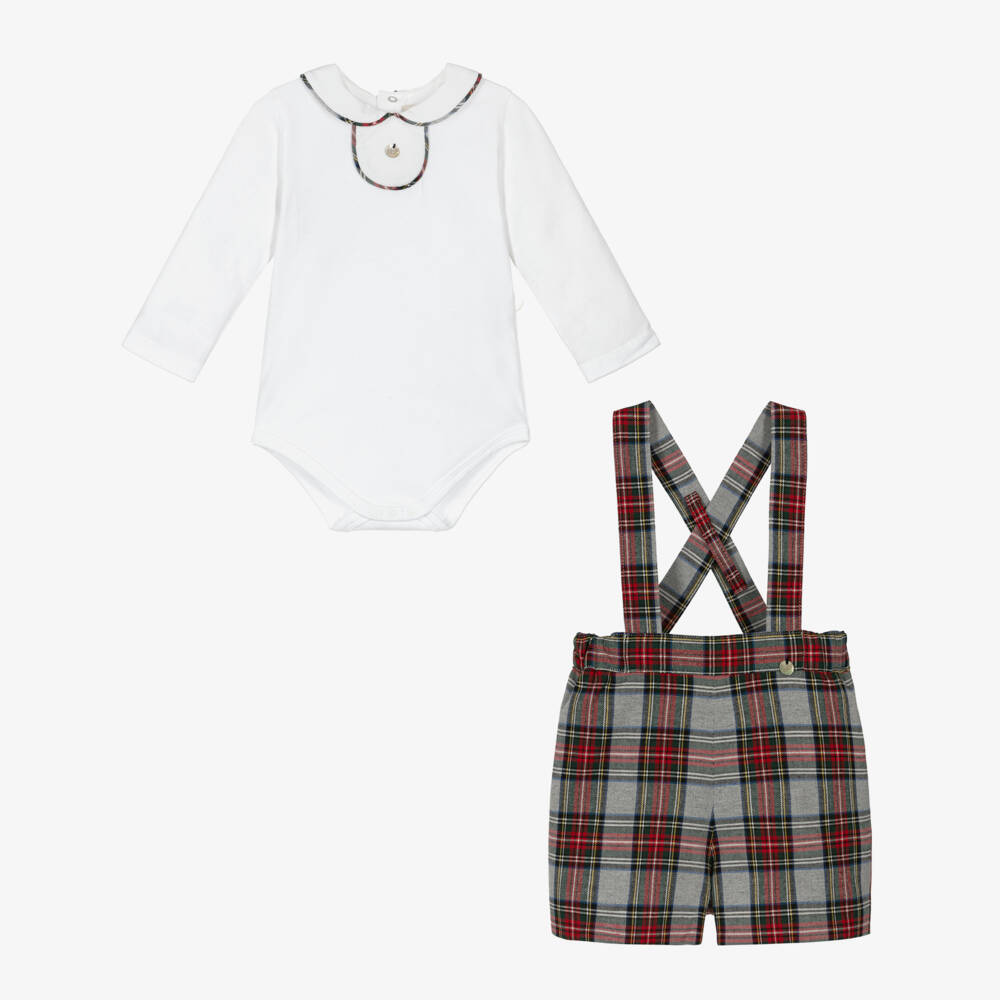 Pureté Du... Bébé-Комплект серых шорт из хлопка в клетку для мальчиков | Childrensalon Outlet