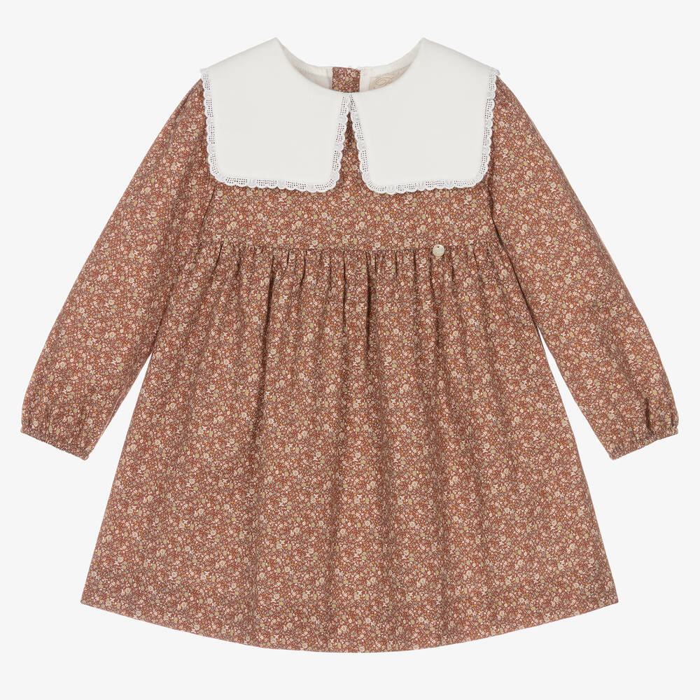 Pureté Du... Bébé - Robe fleurie marron en coton | Childrensalon